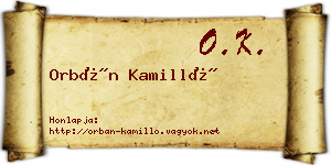 Orbán Kamilló névjegykártya